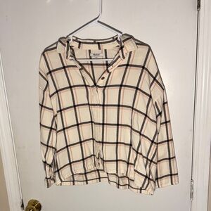 Madewell Cream, Pink, and  Black Plaid Flannel